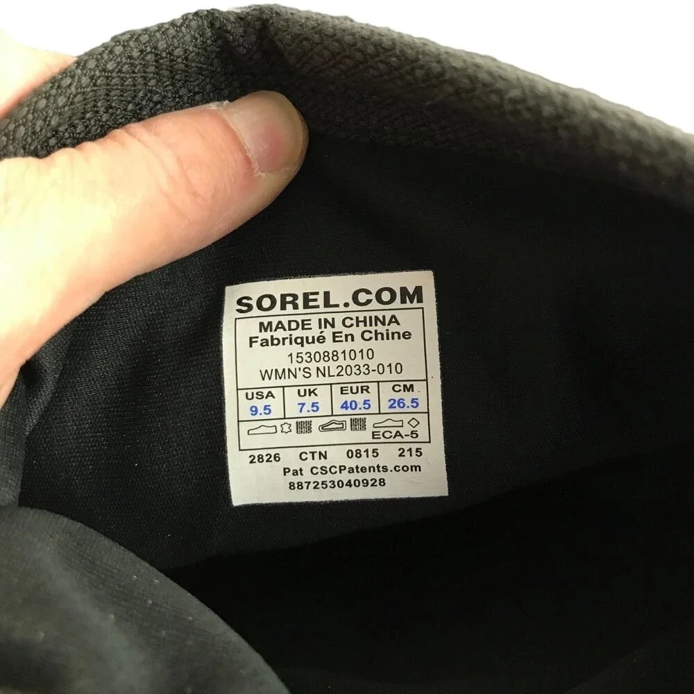 Sorel Conquest Carly 9.5 Black Leather‎ Winter Waterproof 15